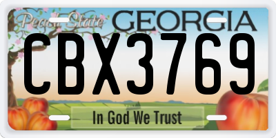 GA license plate CBX3769