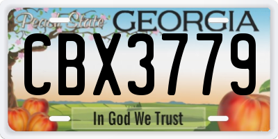 GA license plate CBX3779