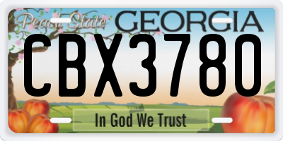 GA license plate CBX3780