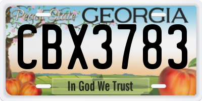 GA license plate CBX3783