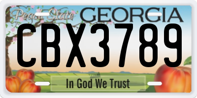 GA license plate CBX3789