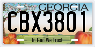 GA license plate CBX3801