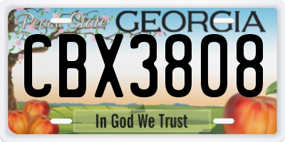 GA license plate CBX3808