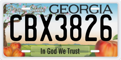 GA license plate CBX3826