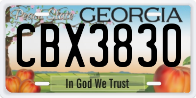 GA license plate CBX3830
