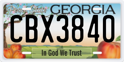 GA license plate CBX3840
