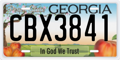 GA license plate CBX3841