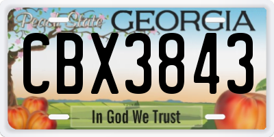 GA license plate CBX3843