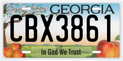 GA license plate CBX3861