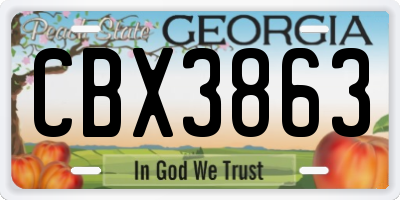 GA license plate CBX3863
