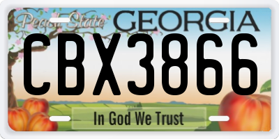 GA license plate CBX3866
