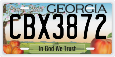 GA license plate CBX3872