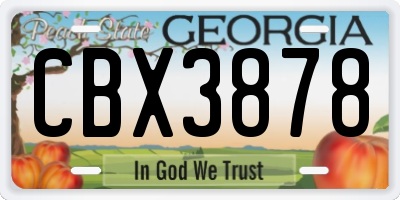 GA license plate CBX3878