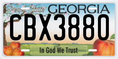 GA license plate CBX3880