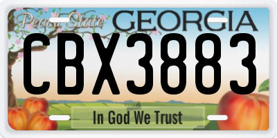 GA license plate CBX3883