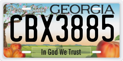 GA license plate CBX3885