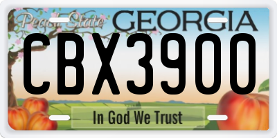 GA license plate CBX3900