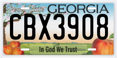 GA license plate CBX3908
