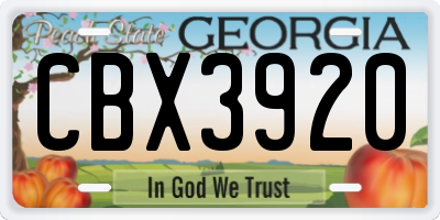 GA license plate CBX3920