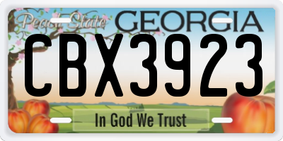 GA license plate CBX3923