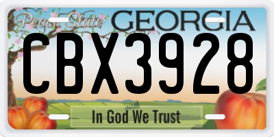 GA license plate CBX3928