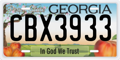 GA license plate CBX3933
