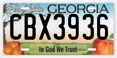 GA license plate CBX3936