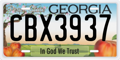 GA license plate CBX3937
