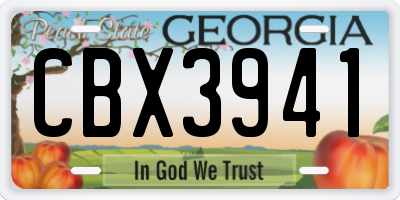 GA license plate CBX3941