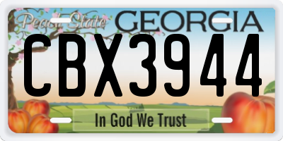 GA license plate CBX3944