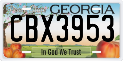 GA license plate CBX3953