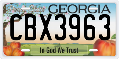 GA license plate CBX3963