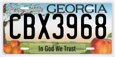 GA license plate CBX3968