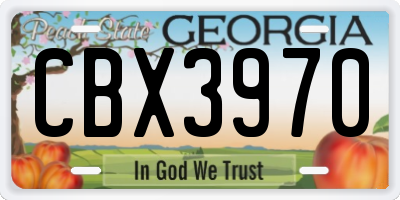 GA license plate CBX3970