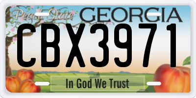 GA license plate CBX3971