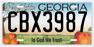 GA license plate CBX3987