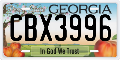 GA license plate CBX3996