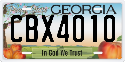 GA license plate CBX4010