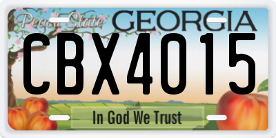 GA license plate CBX4015