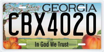 GA license plate CBX4020