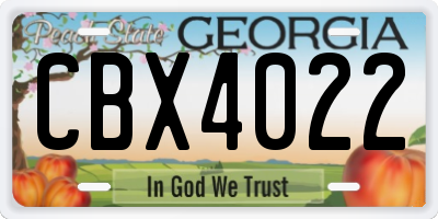 GA license plate CBX4022