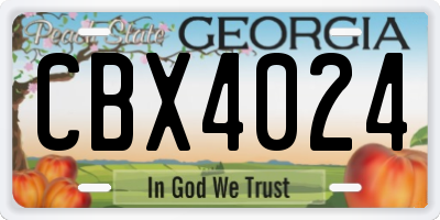 GA license plate CBX4024