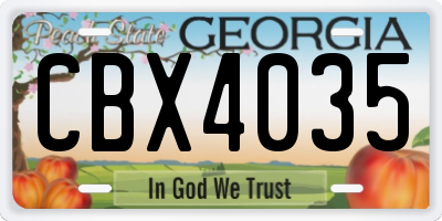 GA license plate CBX4035