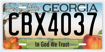GA license plate CBX4037