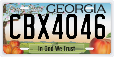 GA license plate CBX4046