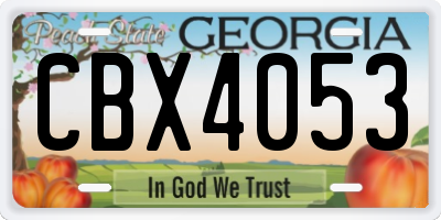 GA license plate CBX4053
