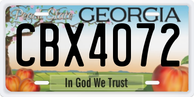 GA license plate CBX4072
