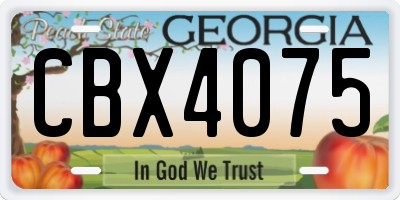 GA license plate CBX4075