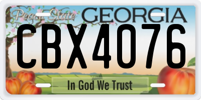 GA license plate CBX4076