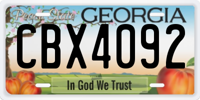 GA license plate CBX4092